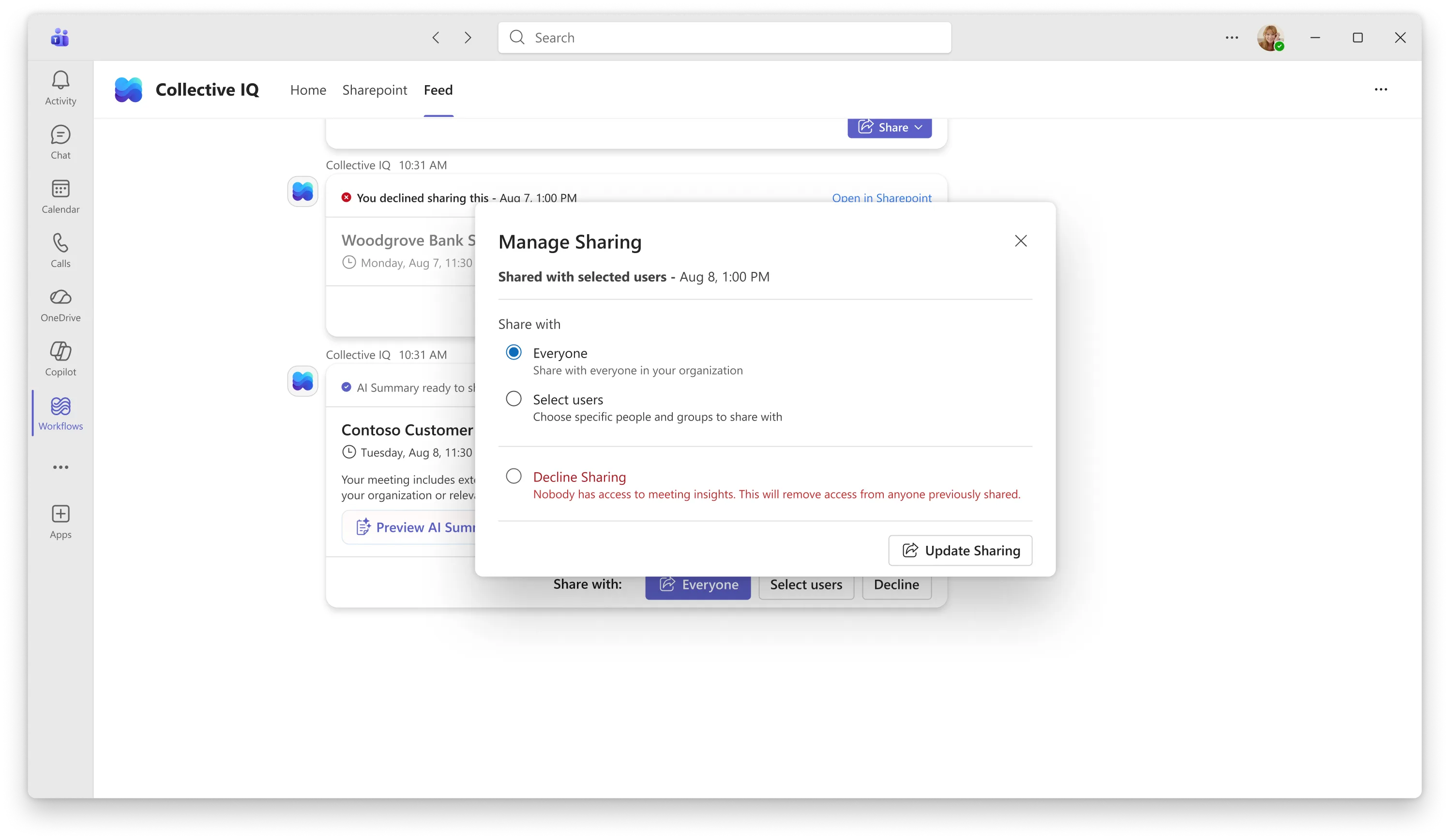Share, scope, or decline — contributor controls